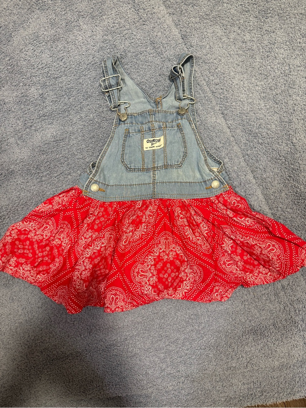 OshKosh B'gosh Red Bandana Denim Overall dress